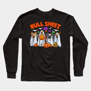 Funny Halloween Boo Ghost Cow Costume Bull Sheet Cow Lover Long Sleeve T-Shirt